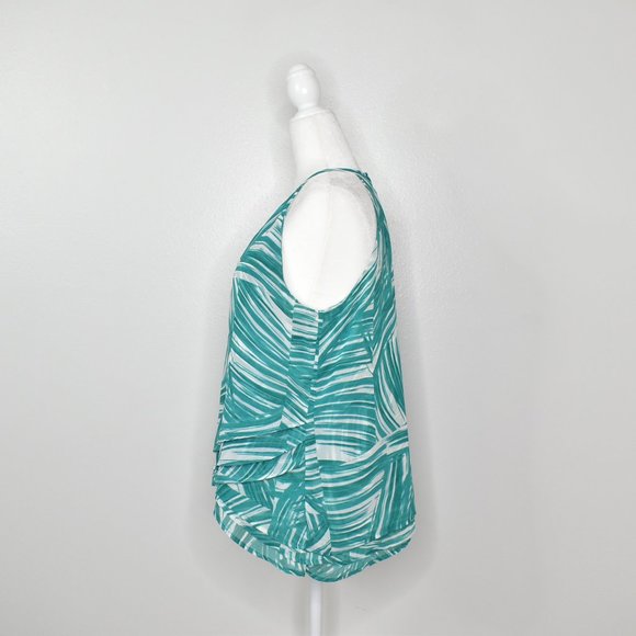 Banana Republic Tiered Sleeveless Halter Tank Top Teal White Chiffon Size L NWT - Picture 5 of 12
